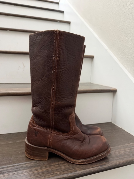 Frye Shoes - Frye Campus Boots 14l Classic Tall Brown Leather Riding Boots Sz 8.5 DISTRESSED